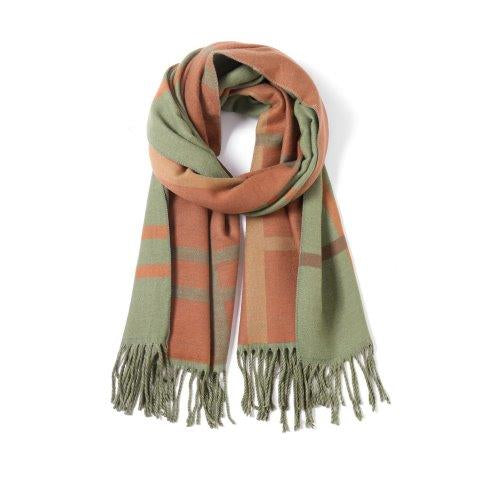 Eco Style Reversible Check Scarf Vintage Green