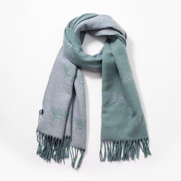 Eco Style Reversible Bees Scarf Petrol Blue