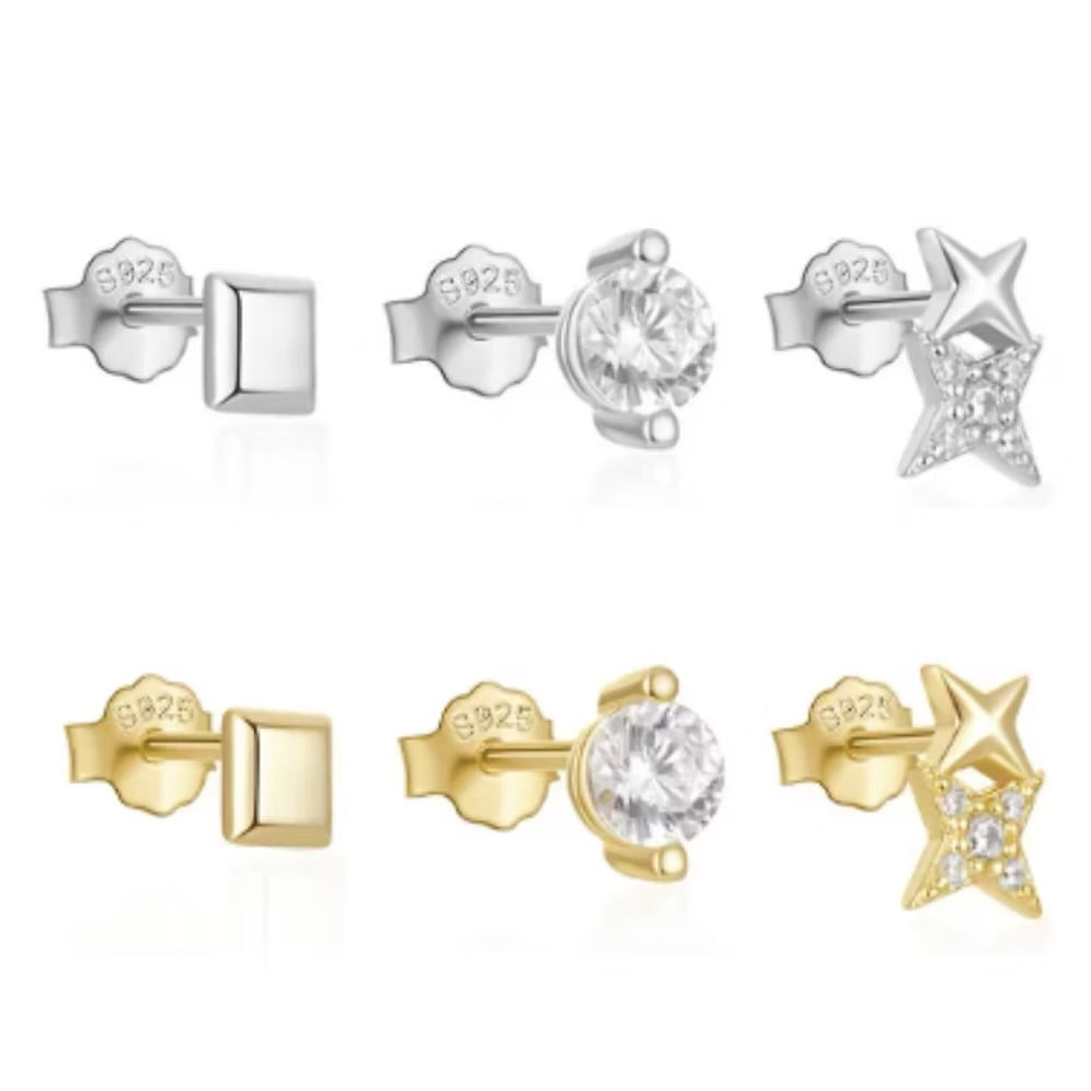 She Is Jewellery Grounded Stud Set SILVER