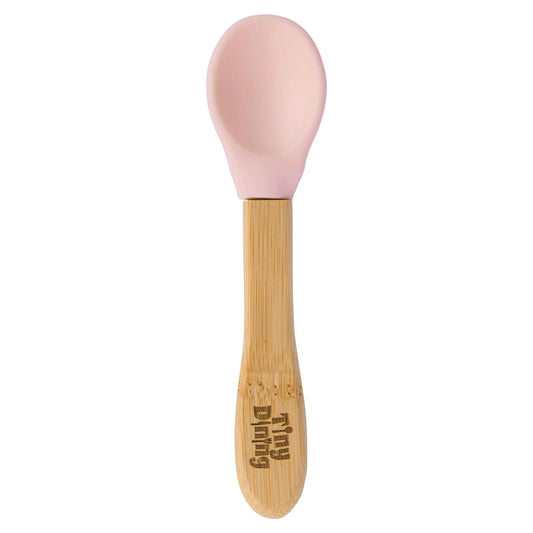 Tiny Dining Bamboo Spoon With Silicone Tip Pastel Pink