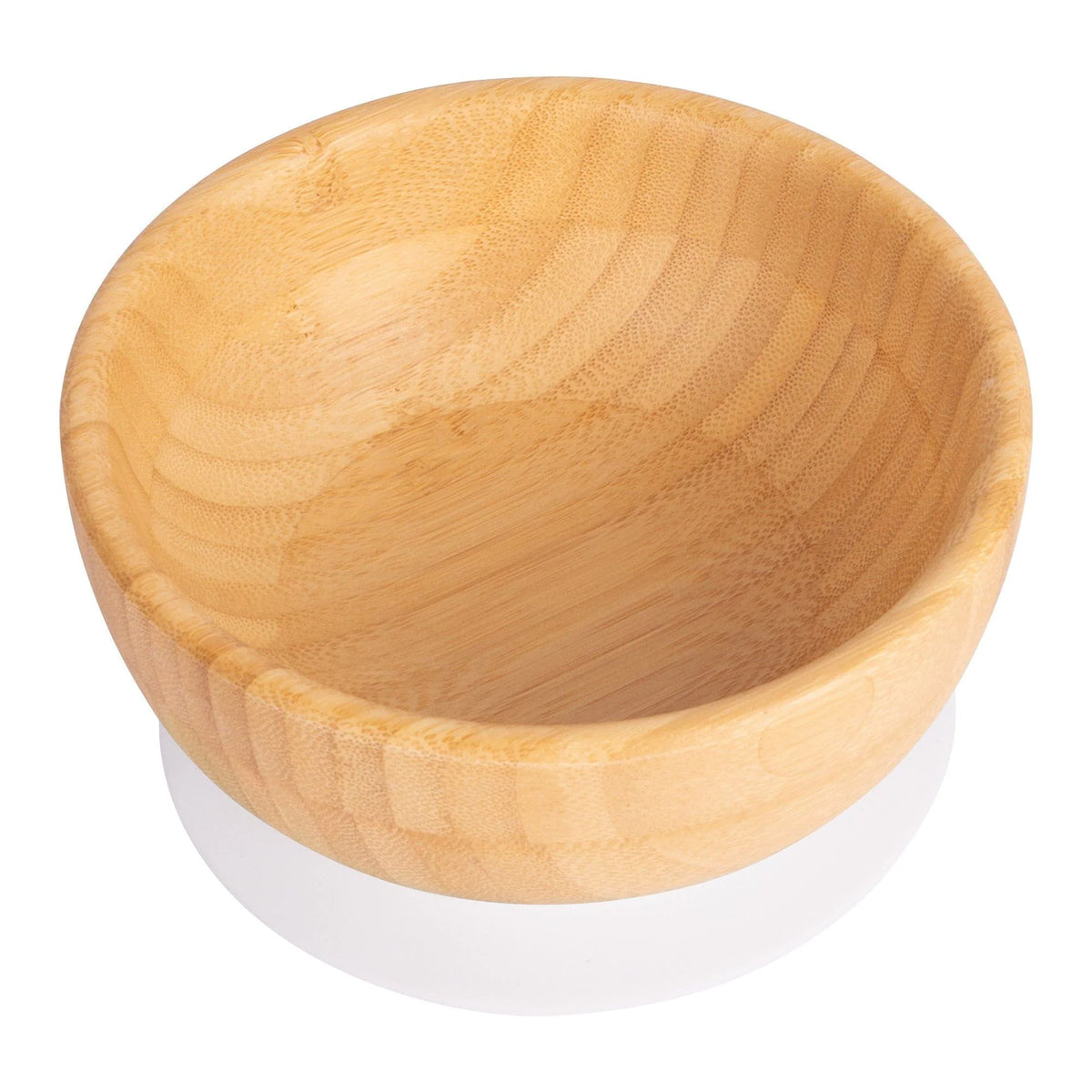 Tiny Dining Bamboo Bowl With Suction Base White