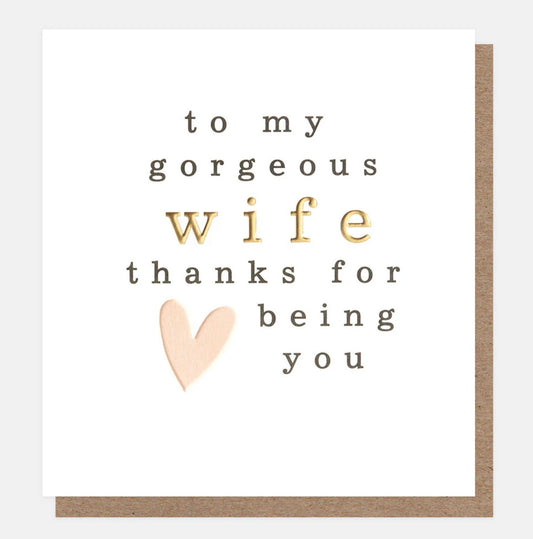 Caroline Gardner Card Pink Heart To My Gorgeous Wife