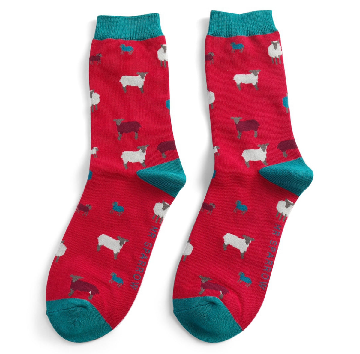 Mr Sparrow Sheep Family Socks Red