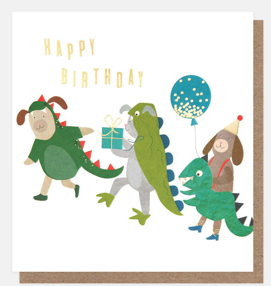Caroline Gardner Dinosaur Dogs Happy Birthday Card