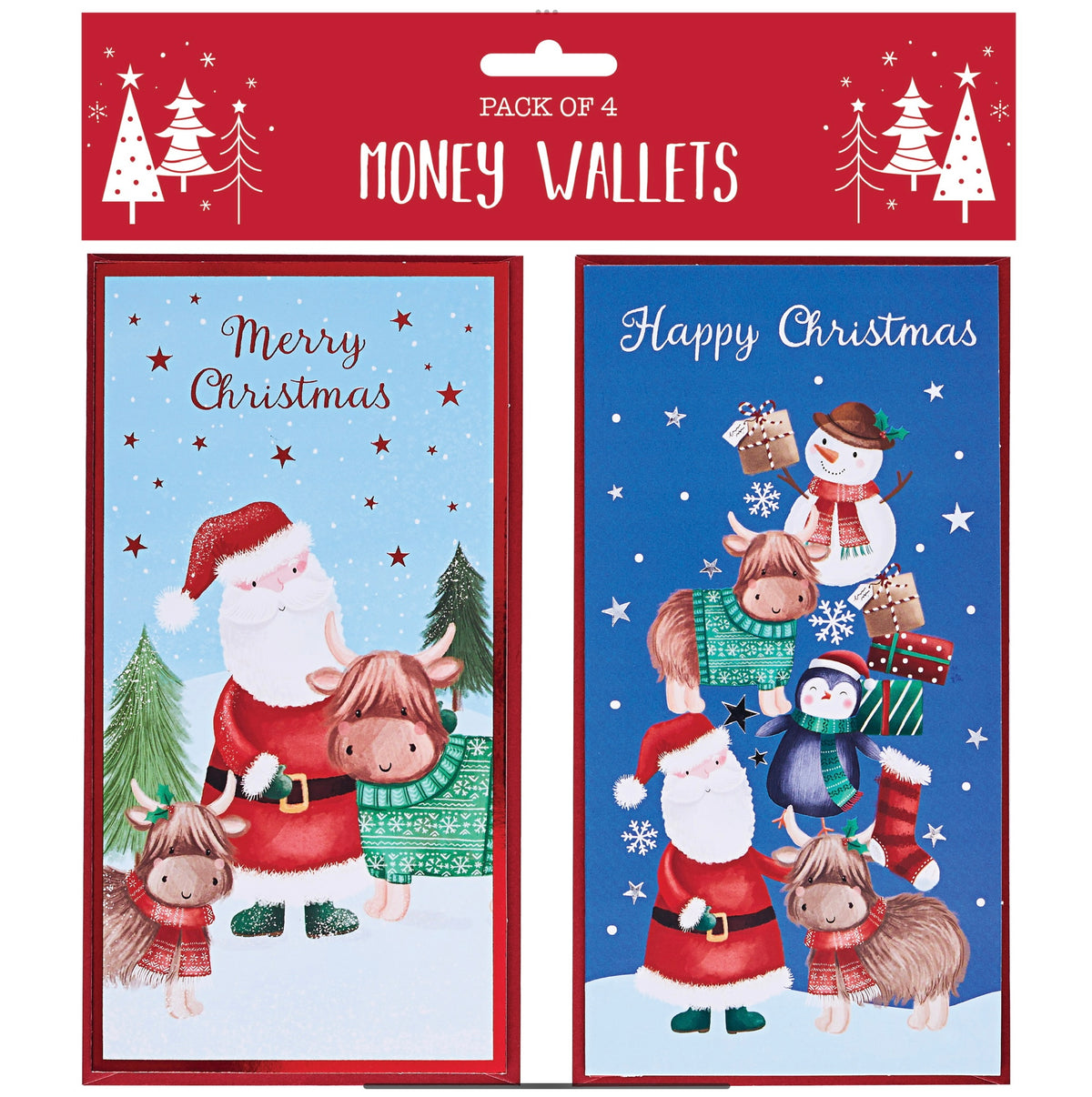 Santa Snow Christmas Money Wallets Four Pack