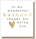 Caroline Gardner Gold Heart To My Wonderful Husband Card