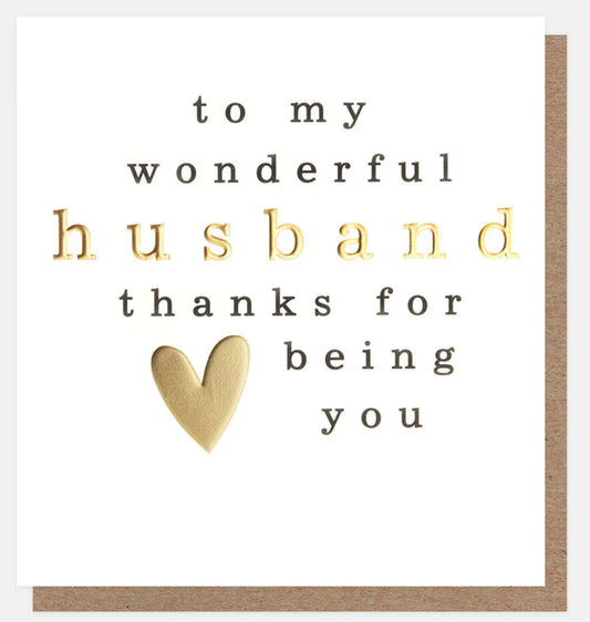 Caroline Gardner Gold Heart To My Wonderful Husband Card