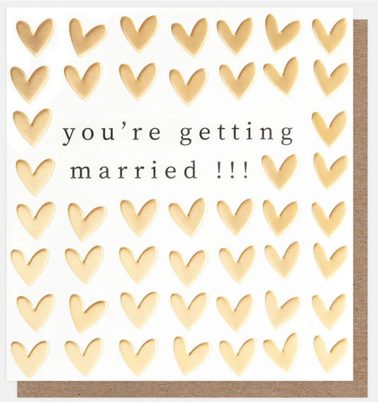 Caroline Gardner Gold Hearts Engagement Card