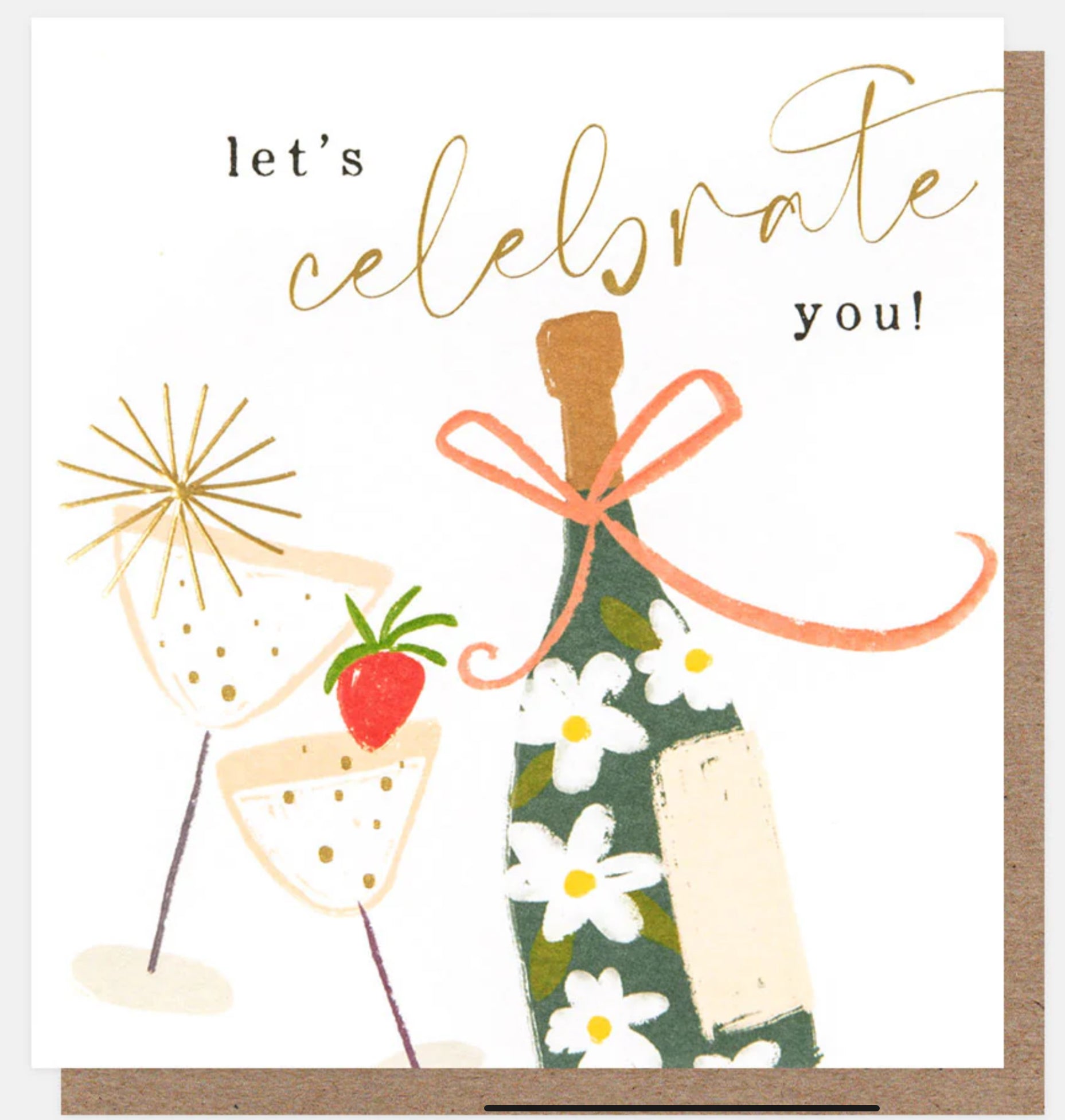 Caroline Gardner Celebrate Bottle & Glasses Card