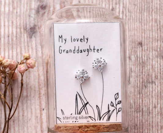 Attic Creations My Lovely Granddaughter Sparkle Earrings Silver