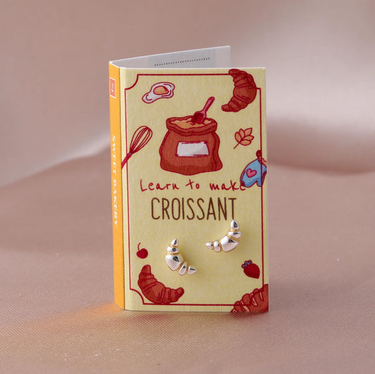 Attic Creations Baking Book Croissant Earrings