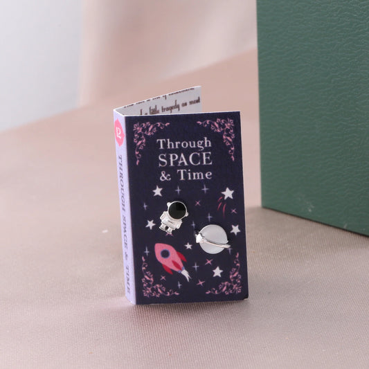Attic Creations Through Space and Time Planet and Astronaut Earrings