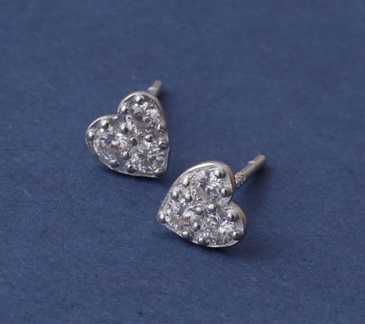 Attic Creations Wishes Come True Crystal Inlaid Heart Earrings Silver