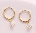 Attic Creations Forget Me Not Earrings Gold & White