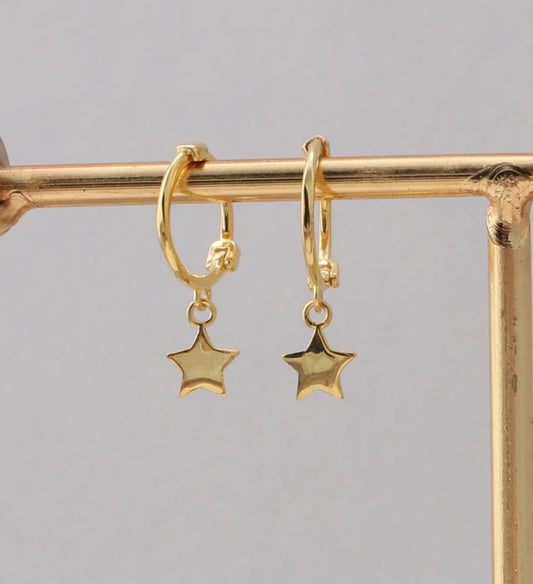 Attic Creations Plain Star Hoop Earrings Gold