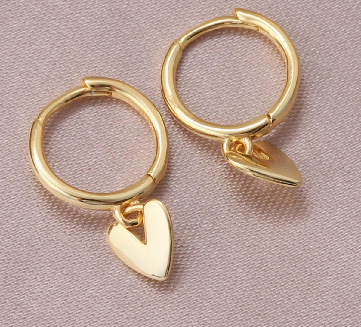 Attic Creations Large Hanging Heart Hoop Earrings Gold