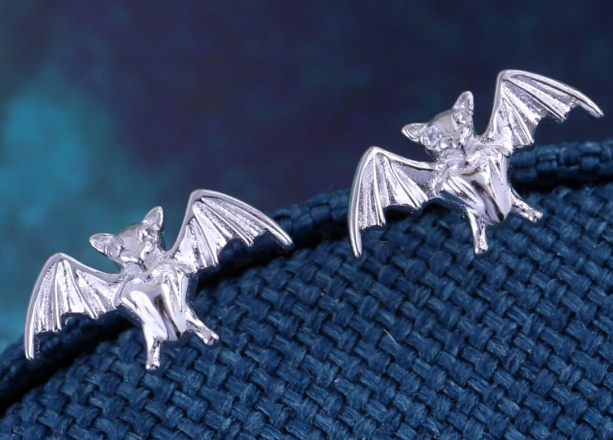 Attic Creations Bat A little Bit of Magic Earrings Silver