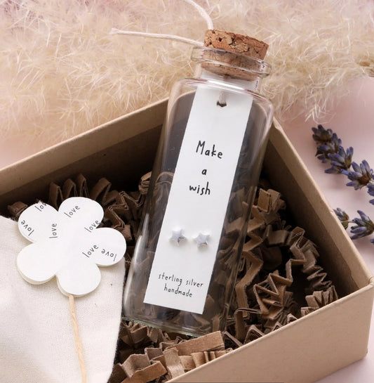 Attic Creations Earrings In A Message Bottle Make A Wish Silver