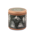 Designworks Cypress And Fir Candle Copper Tin Green Label With White Toile Pattern