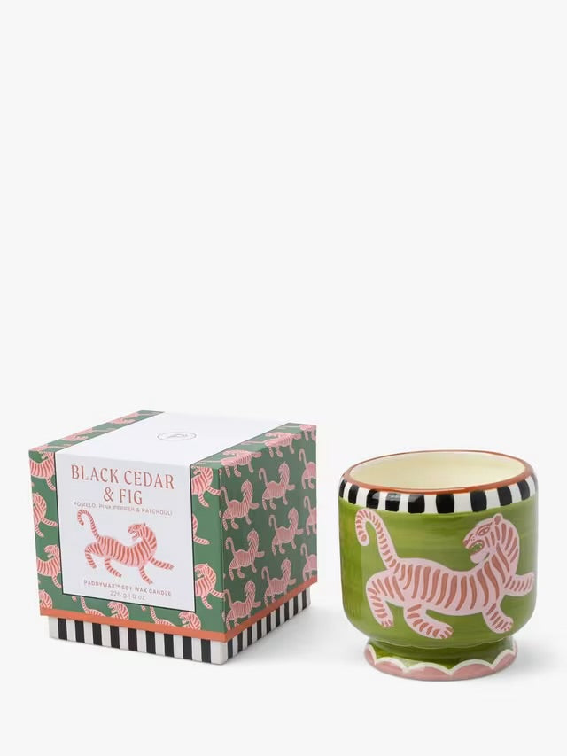 Paddywax Black Cedar And Fig Ceramic Tiger Candle