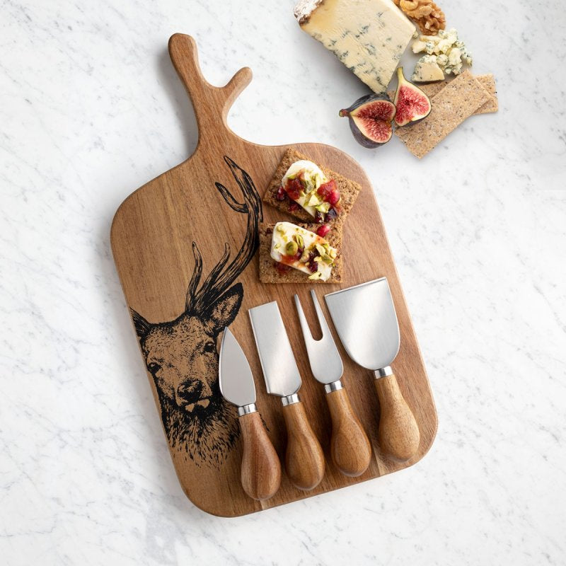 Taylors Eye Witness Cheese Board and Knife Set Acacia 4 Piece