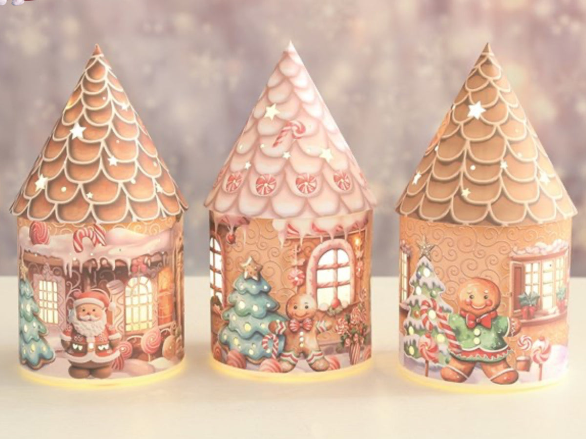 LED Gingerbread House 21cm 3 Assorted