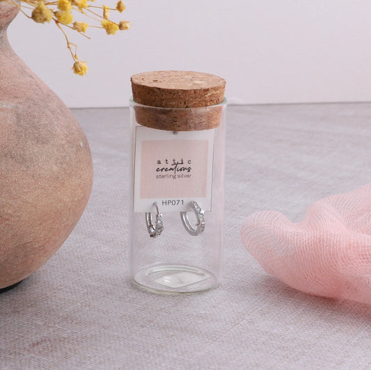 Attic Creation Star Sparkles Hoop Earrings Silver
