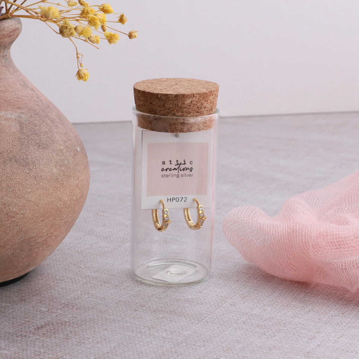Attic Creations Star Sparkles Hoop Earrings Gold