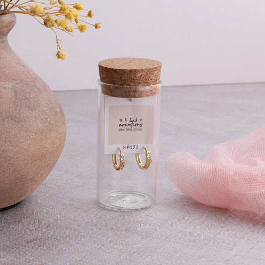 Attic Creations Star Sparkles Hoop Earrings Gold