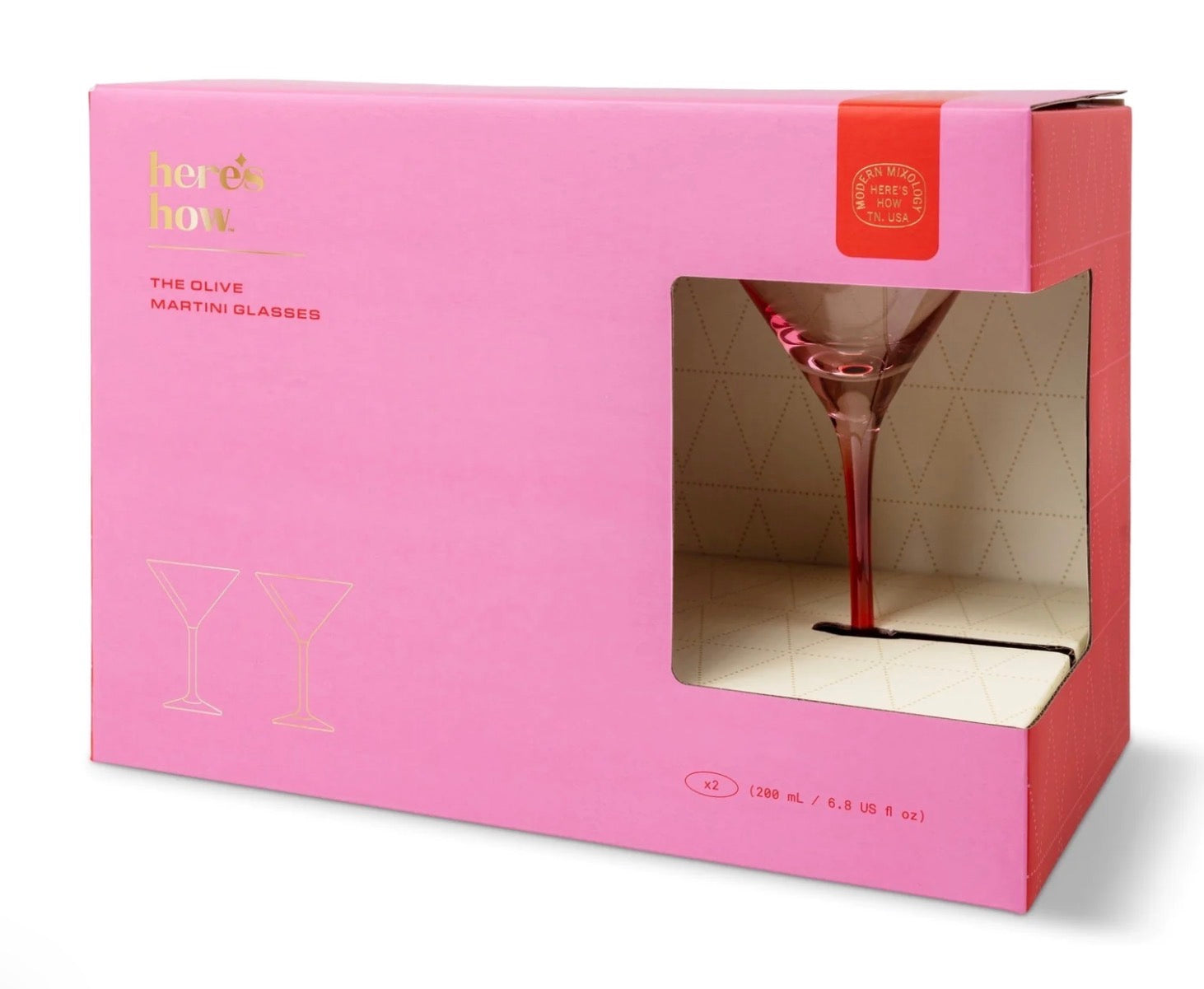 The Olive Martini Glass - Set Of 2 - Blush + Cherry