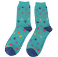 Mr Sparrow Multi Paw Prints Socks Teal