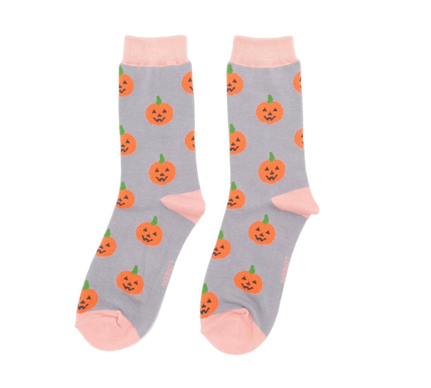 Miss Sparrow Halloween Pumpkins Socks Grey
