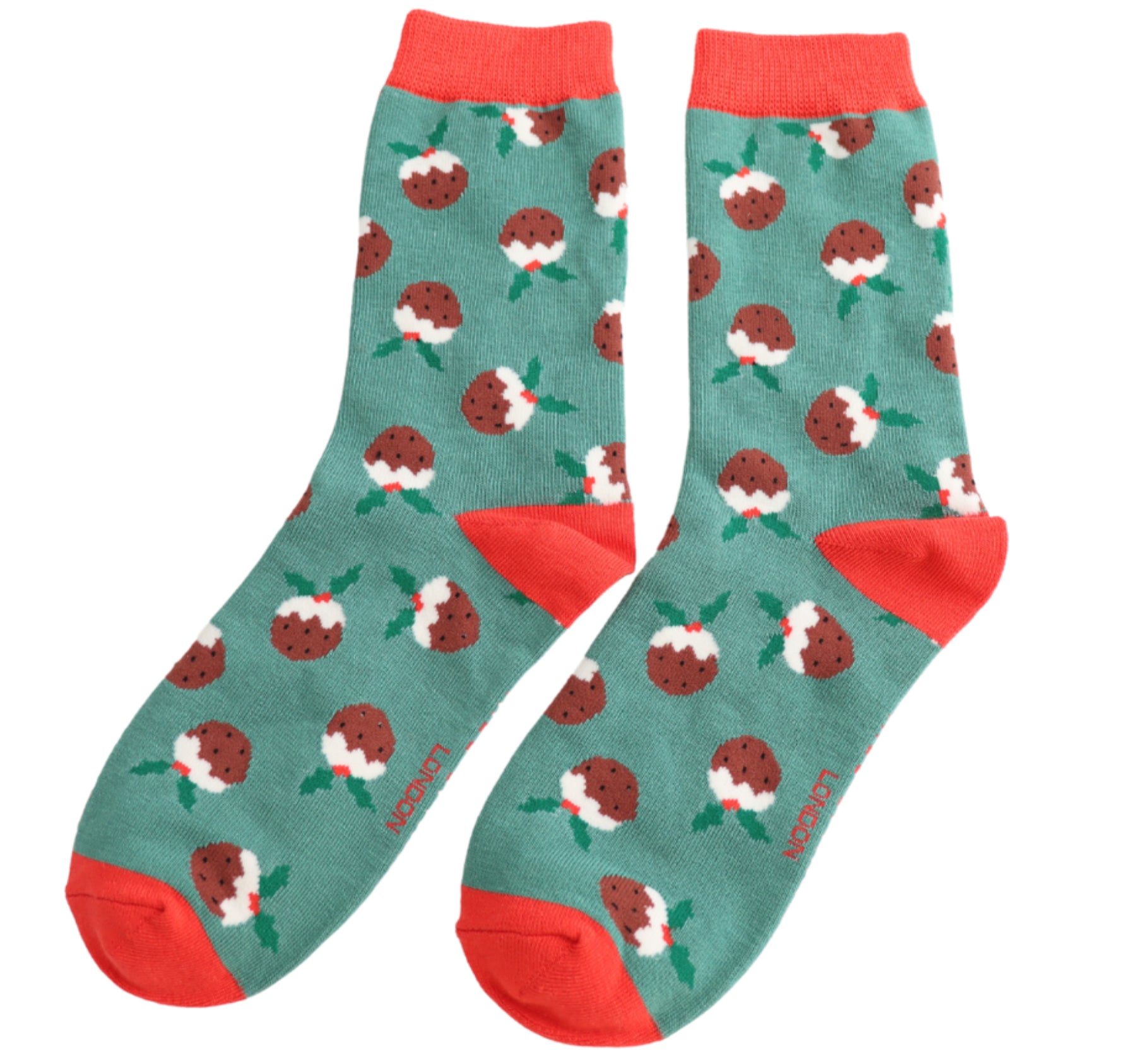 Miss Sparrow Christmas Pudding Socks Green