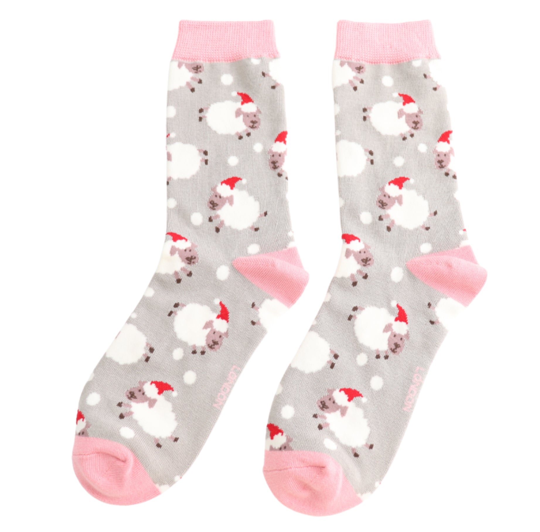 Miss Sparrow Santa Sheep Socks Silver