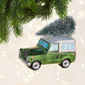 Floralsilk Glass Land Rover Christmas Decoration Green