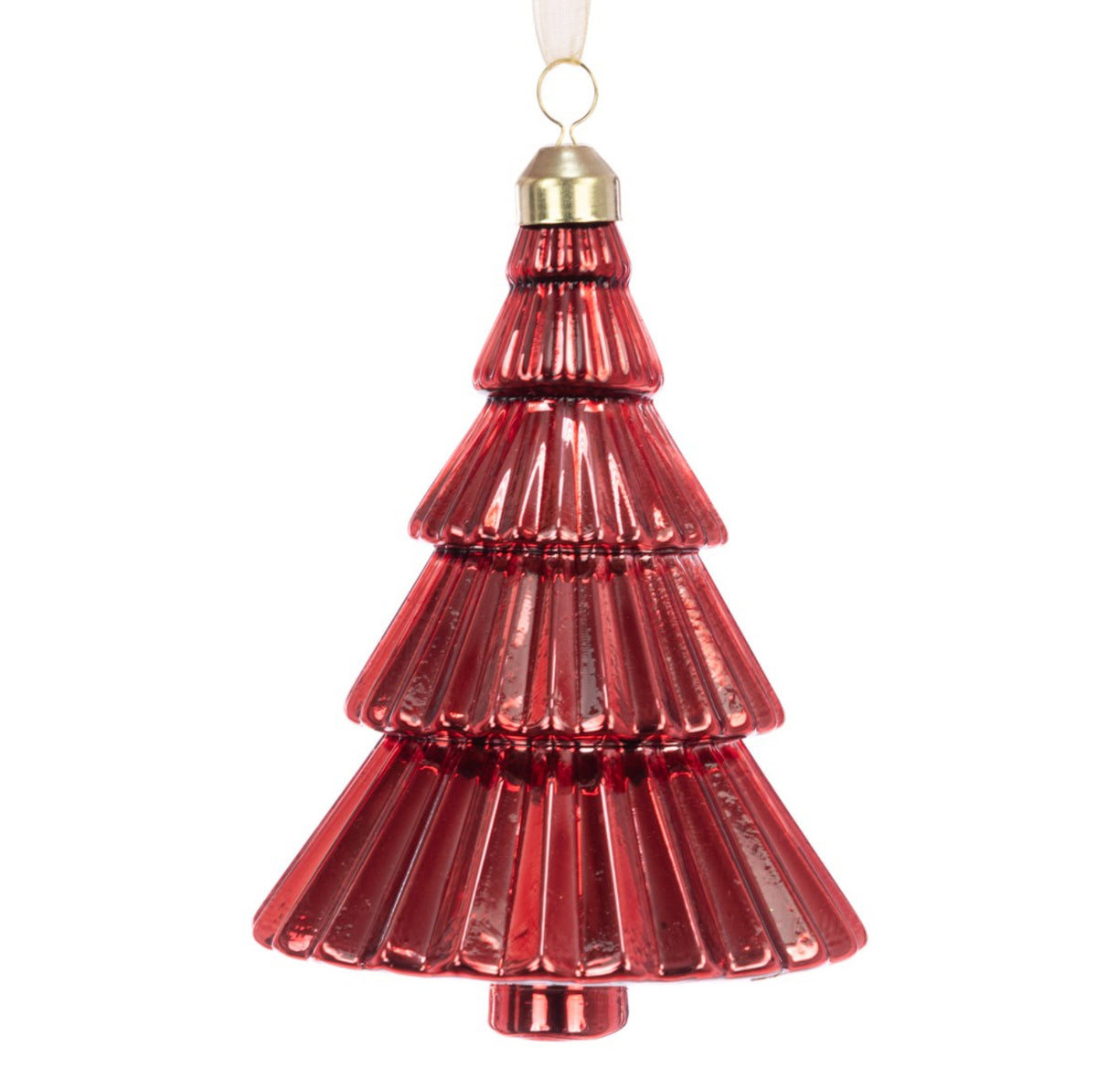 Floralsilk Glass Christmas Tree Hanging Decoration Red 14cm