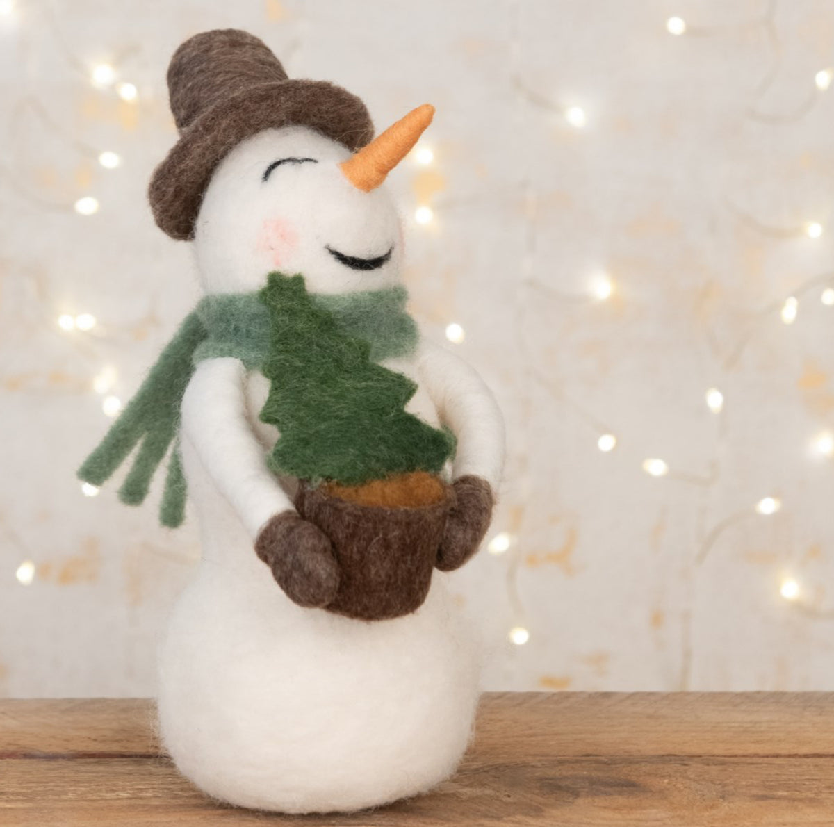 Floralsilk Felt Snowman Christmas Decoration Holding Tree