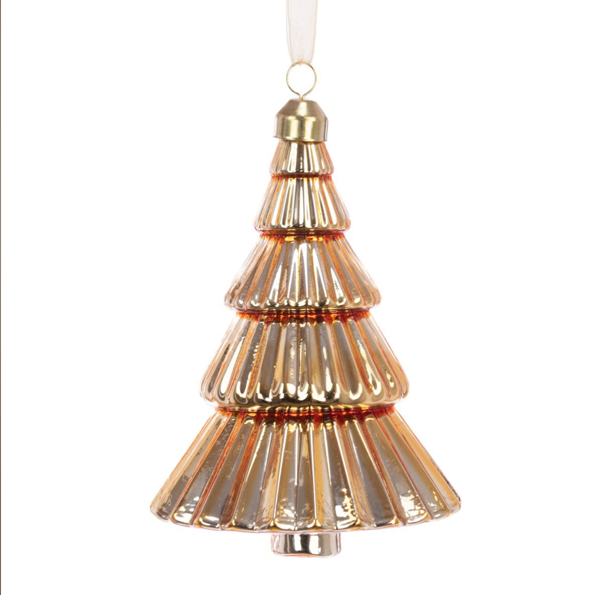 Floralsilk Glass Christmas Tree Hanging Ornament Gold