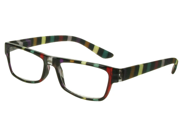 Goodlookers Reading Glasses Allsorts Black Multi-Stripe +1.50