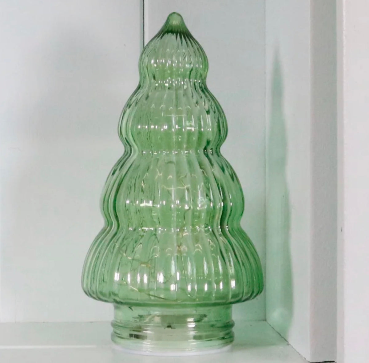 Glass Light Up Domed Christmas Tree Green
