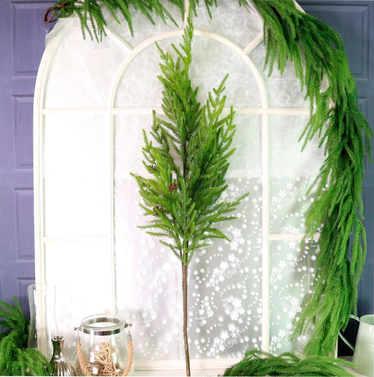 Real Touch 100cm Norfolk Pine Spray Nat Green