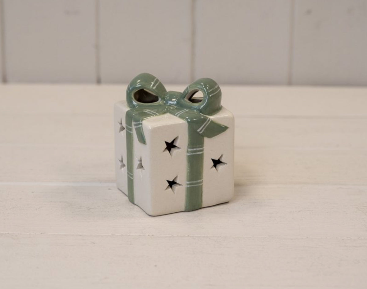 White/Green Ceramic Present with LED