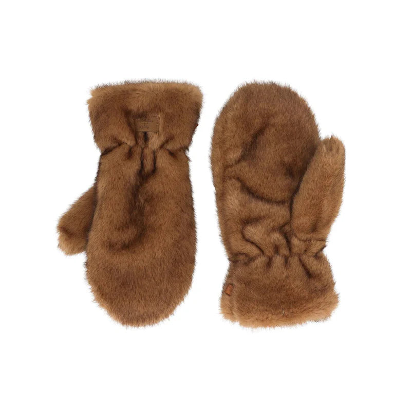 Zelly Faux Fur Coffee Brown Mitts