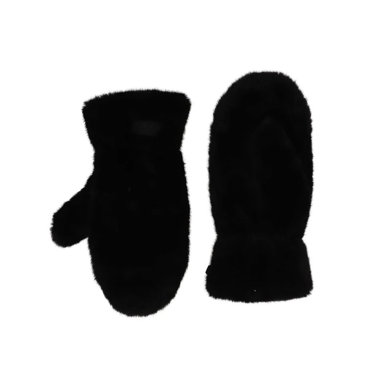 Zelly Faux Fur Mitts Black