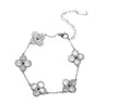 Stainless Steel Four Leaf Clover Double Sided Bracelet
