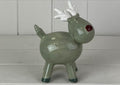 Light Green/White Ceramic Reindeer Decoration