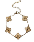 Golden Four Leaf Clover Double Sided Bracelet 18K Gold Plated