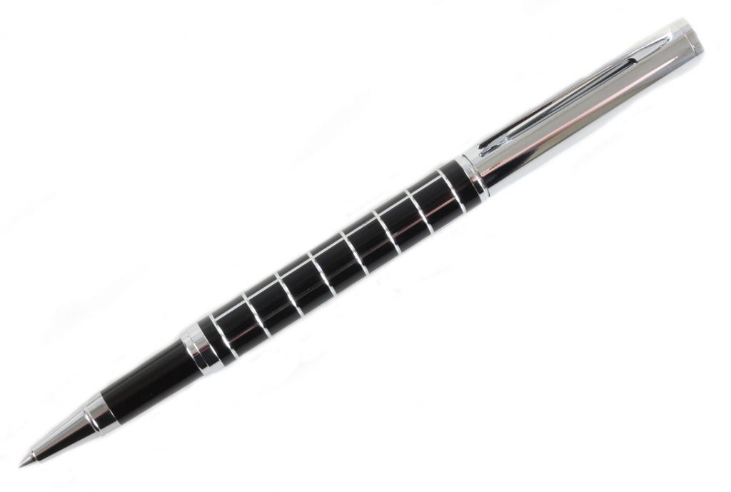 Black & Chrome Checker Roller Ball Pen