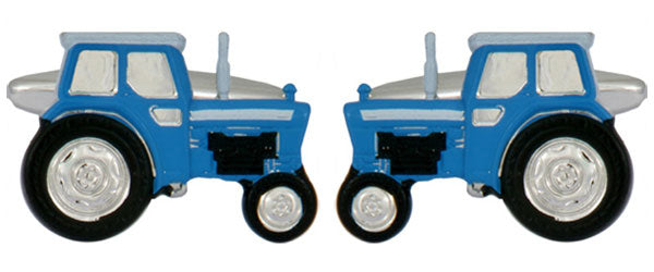 Blue Tractor Rhodium Plated Cufflinks