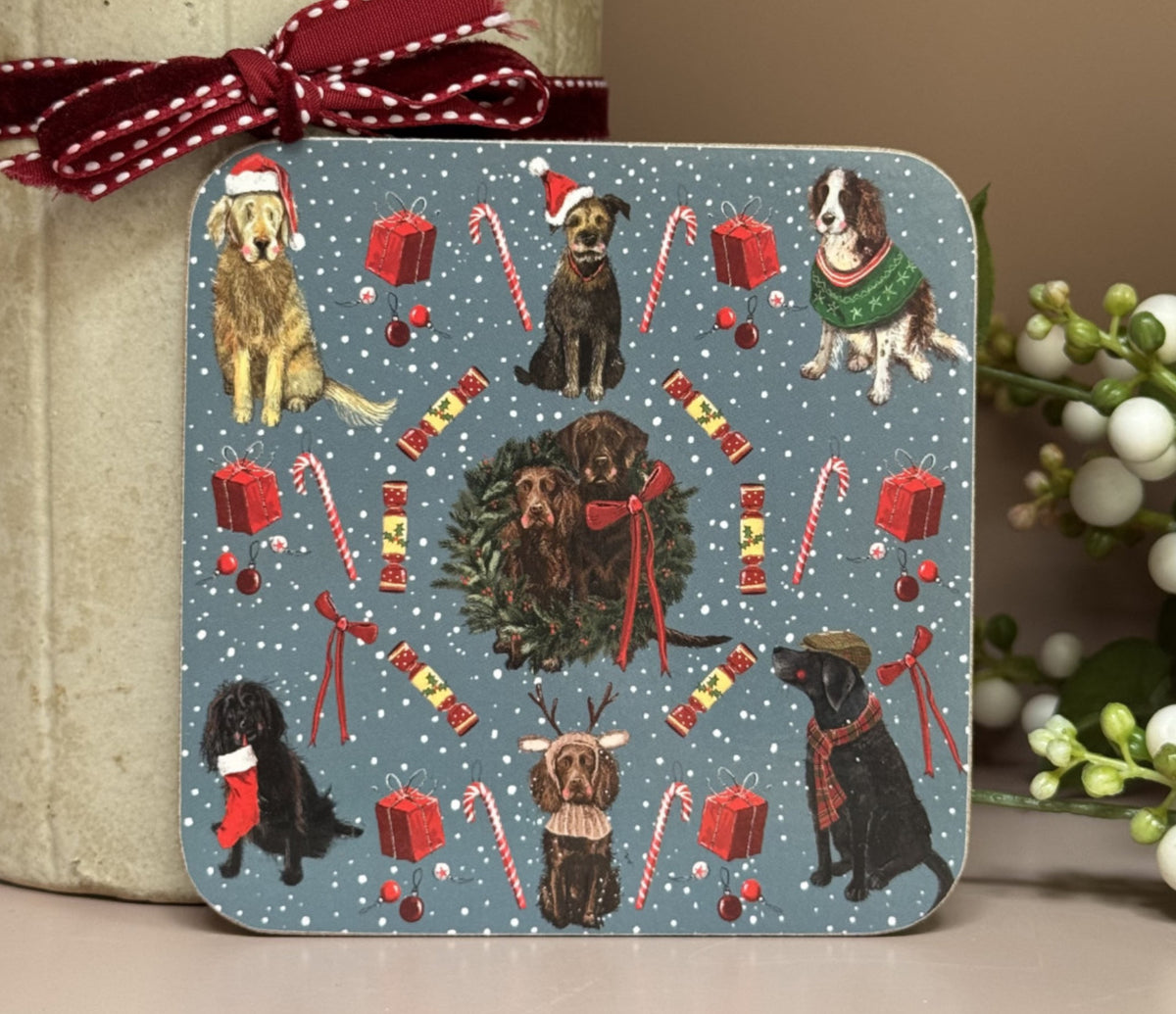 Alex Clark Christmas Dogs Coaster
